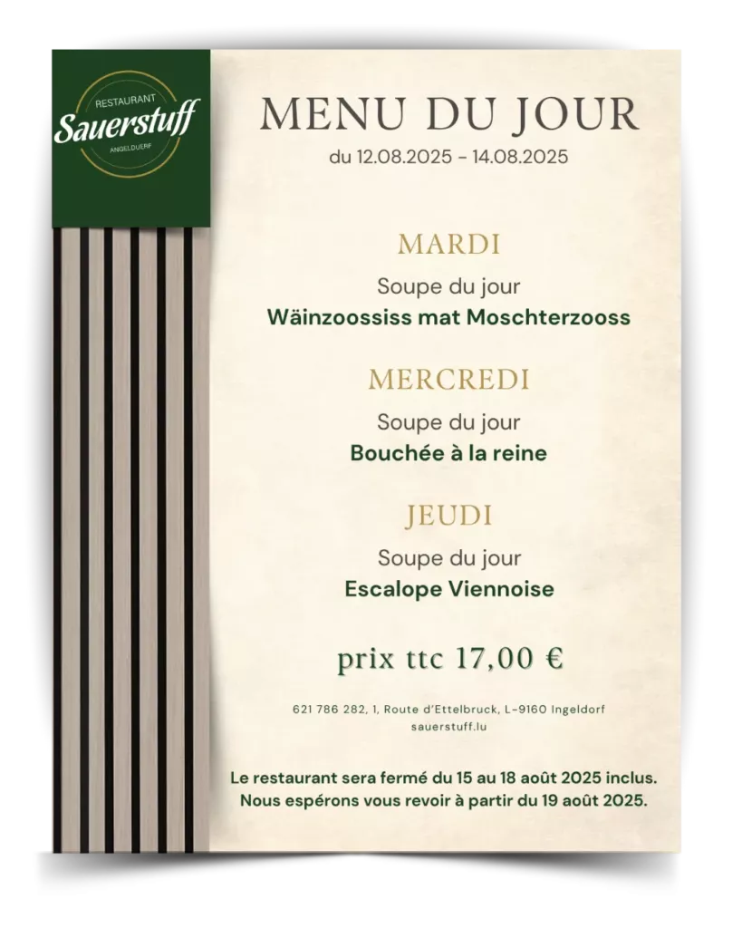 Sauerstuff - Menu du jour